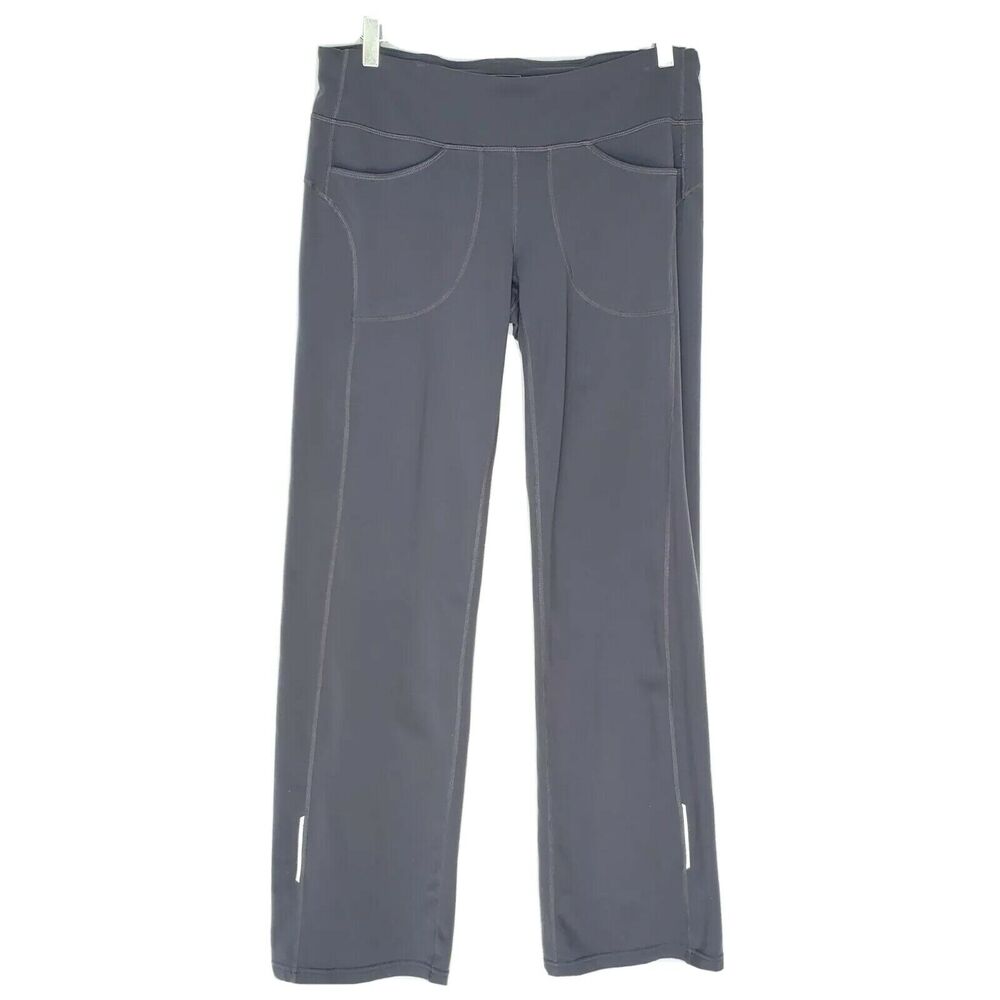 Athleta Power Kick Yoga Pants Gray Straight Wide Leg Yoga M Athleisure